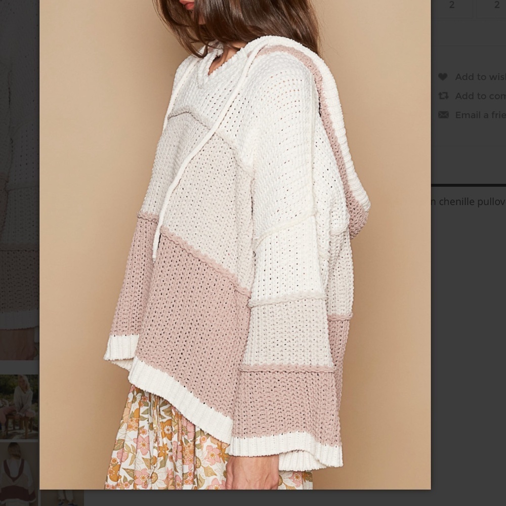 POL Cream and Pink V-Neck Sweater NWOT - Picture 5 of 7